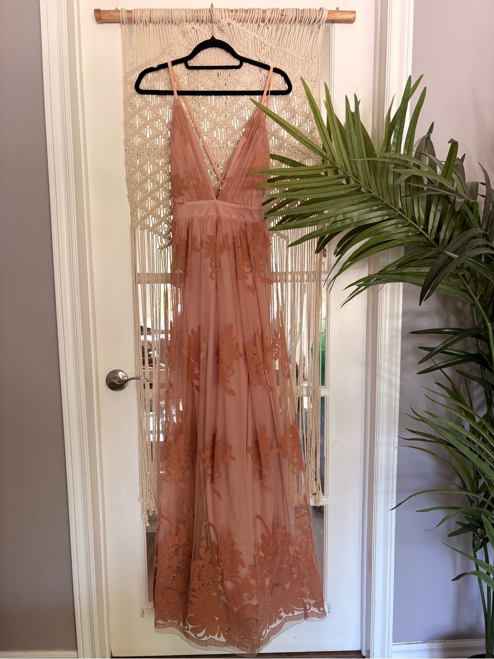 Luxxel Rosewood Dusty Pink Floral Maxi Dress